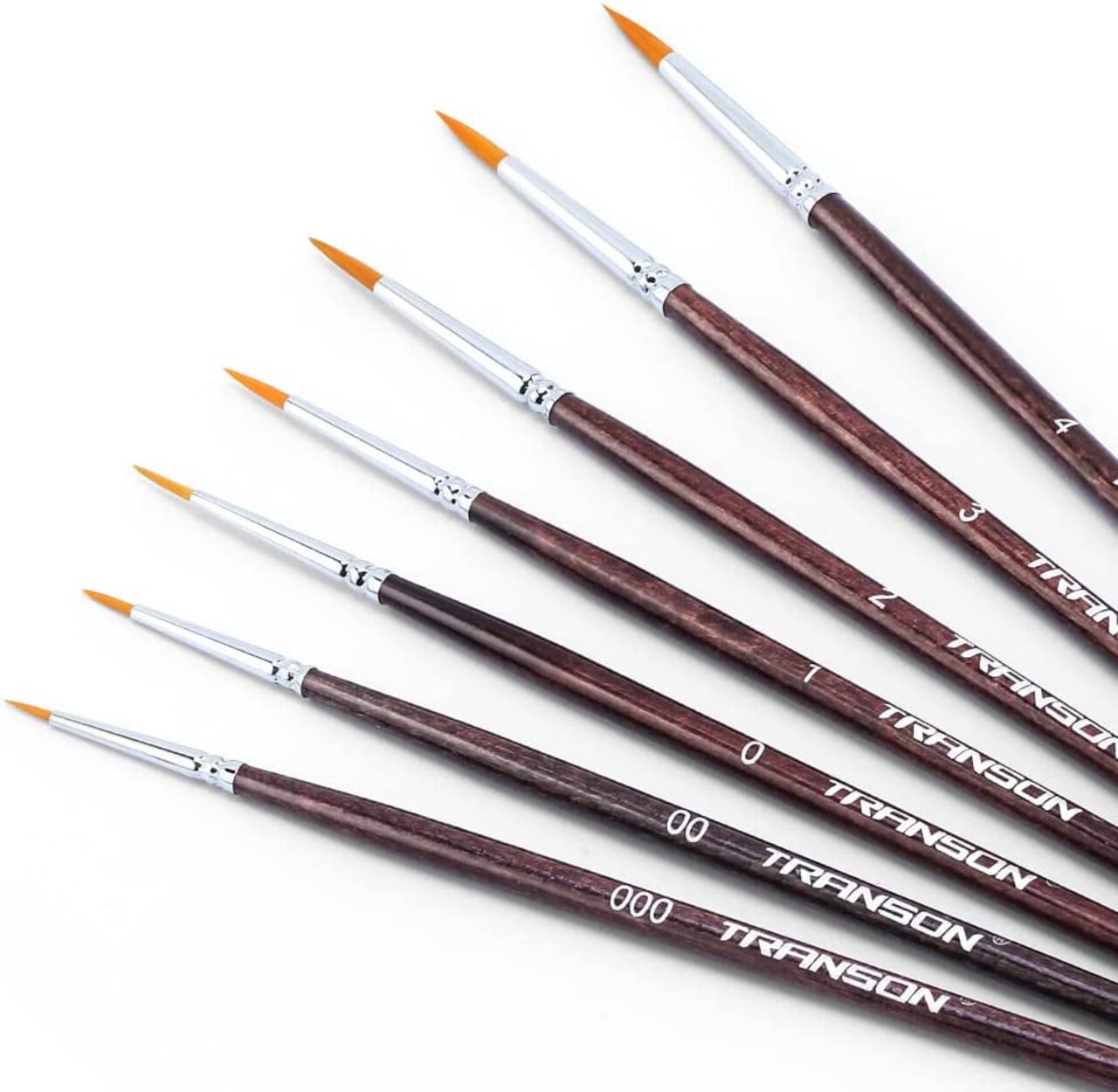 Transon Detail Model Paint Brushes 7Pcs for Acrylic, Gouache, Oil, Tempera  and Face Painting